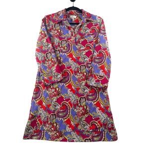 Jude Connally Paisley Print Jude Cloth Shift Dress Pink Purple Size S 5428